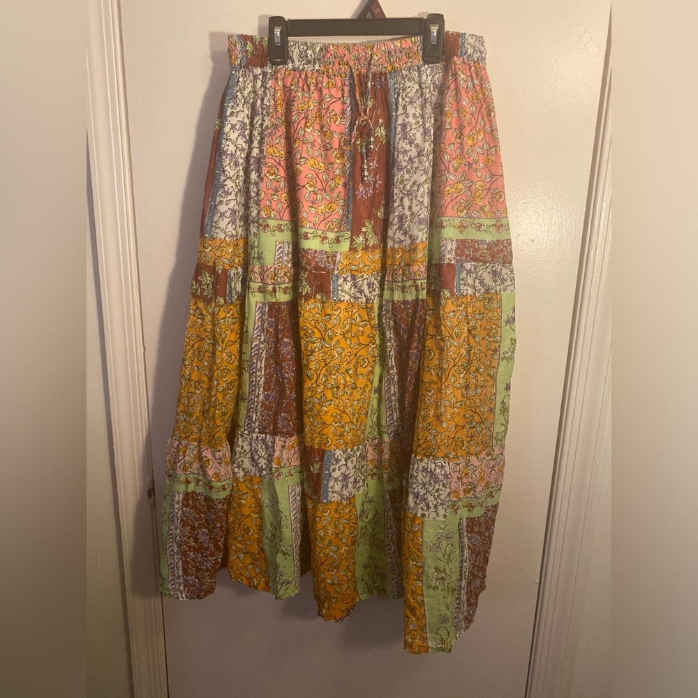 Floral Patchwork Maxi Skirt